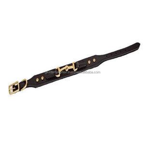 Collar de perro de cuero marrón DD, diseño personalizado, hardware de acabado dorado de lujo y cierre de latón en el centro, nuevo diseño - Product Image 6