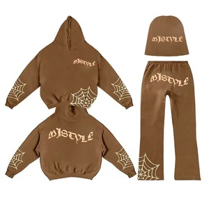 Conjunto Deportivo de Invierno de Alta Calidad para Mujer, Sudadera con Capucha y Pantalones Jogger 3D con Parches, Diseño Acampanado de 2 Piezas - Product Image 4
