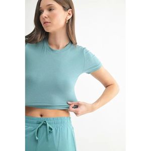 MONO B T-shirt essenziale da donna a maniche corte in micro-rib per il tempo libero e lo sport - Product Image 1