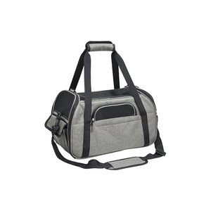 Soft-Sided Pet Carrier Gray Black Oxford Fabric Zipper Closure Double Handle Mesh Window <b>Cat</b> Travel Bag - Product Image 1