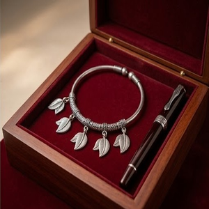 DIVYORO Women's Oxidized Silver Brass <b>Copper</b> Alloy Ethnic Tribal Style Twin Leaf Charm Bangle for Party Occasion KADA - Product Image 3