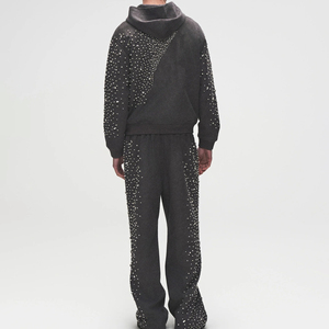 Survêtements en strass de couleur unie pour adultes, style streetwear, taille personnalisée, dernier design, survêtements en strass pour hommes - Product Image 2