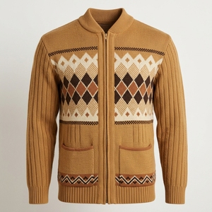 <b>Mens</b> Argyle Pattern <b>Cardigan</b> Sweater diamond knit pattern and V neckline Custom Knitwear Wholesale Manufacturer Supplier - Product Image 5