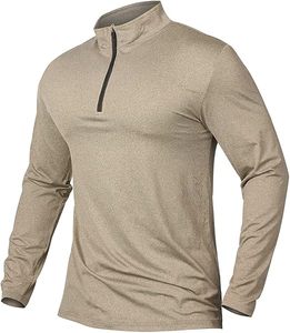 Chemises de sport à manches longues pour hommes, sweat-shirt à demi-zip, hauts de fitness pour le jogging, respirants, compressifs, pour la course à pied - Product Image 1