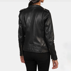 Brown PU Leather Bomber <b>Jacket</b> <b>Women</b> Full Sleeve Turn-down Collar Zipper Closure Autumn Fashion Solid Color Regular Length - Product Image 4
