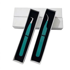Pince à épiler professionnelle verte pour extensions de cils, en acier inoxydable, antidérapante, pour isolation de cils en volume, outil de beauté de précision - Product Image 1