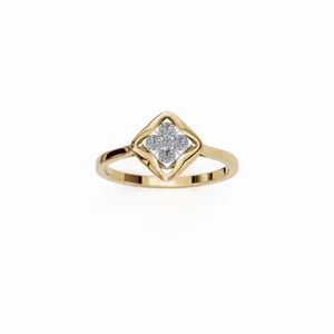 Anillo de Lujo con Cinco Diamantes Redondos Cultivados en Laboratorio, Certificado IGI, Estilo Hip Hop para Mujer, en Oro Amarillo de 18K, para Exportación al Por Mayor - Product Image 1