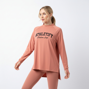 Camiseta Deportiva Modest para Mujer, Manga Larga, Corte Holgado, Tejido Jersey de Secado Rápido y Transpirable, Ideal para Entrenamiento, Gimnasio y Yoga - Product Image 1