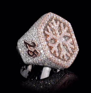 Bague octogonale en cristal fin avec halo de cristaux, bague statement pour les bijoux de fête - Product Image 2