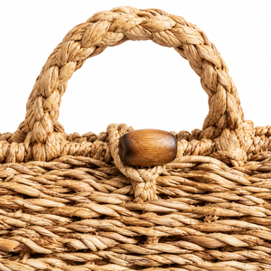 Bolso de Mano Tejido Personalizable y Ecológico de Yute y Pasto Marino con Asas Trenzadas y Cierre de Palanca de Madera para Mujer, Venta al Por Mayor - Product Image 3