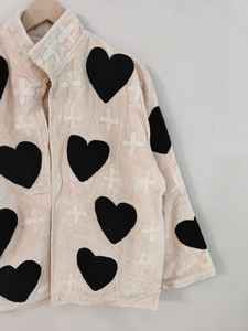 Velvet Suzani Embroidered Boho <b>Bridal</b> <b>Jacket</b> Eco-Friendly Reversible Short Sleeve Black Heart Design - Product Image 4