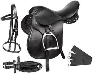 Selle de dressage pour cheval en cuir et bois de qualité supérieure |   Selle d'équitation anglaise en cuir |   Siège Softy avec quincaillerie nickelée - Product Image 2