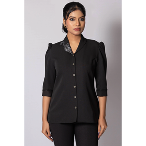 Camisa Negra Flavia para Mujer, Estilo Casual, Ligera, Corte Elegante, Ideal para Oficina - Product Image 3