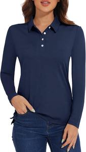 วิธีการทอเสื้อโปโลแขนยาวผ้าฝ้าย100% ลำลองสำหรับผู้หญิง - Product Image 5