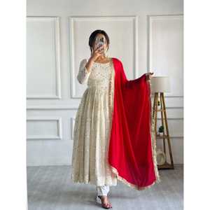 Women's Beautiful Anarkali <b>Gown</b> Set for Parties with Bottom and Dupatta Included - Product Image 6