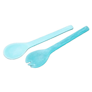 Utensilios para Servir Ensaladas de Estilo Clásico, Cuchara y Tenedor de Resina de Grado Alimenticio Hechos a Mano para Uso Diario con Remolinos Coloridos - Product Image 1