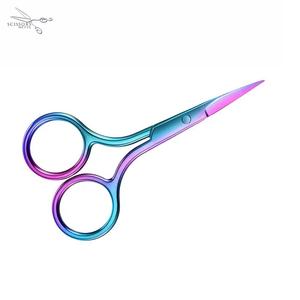 Ciseaux à manucure en métal avec finition arc-en-ciel, lame droite et tranchante, poignée ronde, outil de soin des ongles durable pour adultes - Product Image 3
