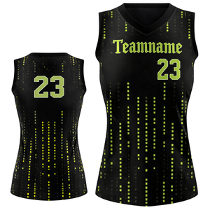 Camiseta de Softbol sin Mangas con Sublimación Total, Color Negro Verde Neón, Impresión Digital, Uniforme Personalizado para Equipo con Número en la Espalda - Product Image 1