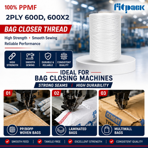 Fil de couture 100% PPMF 2PLY 600D haute résistance et haute ténacité, résistant aux produits chimiques, pour machine à coudre portable de fermeture de sacs - Product Image 1
