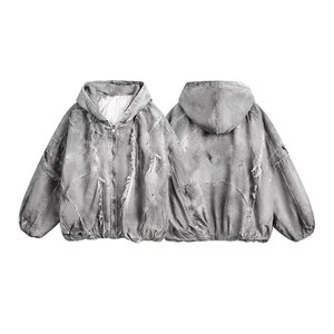 Sweat à capuche épais et lourd 420 GSM en molleton bouclette 100 % coton, coupe oversize, effet délavé vintage, avec fermeture éclair, pour homme, qualité supérieure - Product Image 3