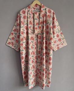 Túnica Larga de Moda para Fiesta, Estilo Playa, con Encaje Frontal Abierto, Estampado Floral, Algodón Kantha, Cuello en V Alto, Casual de Verano - Product Image 5