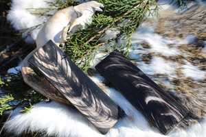 Plaques de manche de couteau en corne de buffle, motif tourbillons noir et blanc, polies, en corne naturelle - Product Image 3