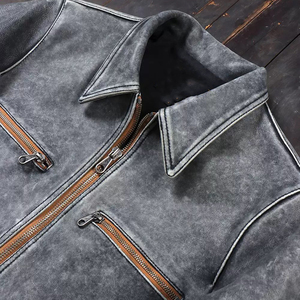 Vestes en jean décontractées, veste en cuir véritable 100%, cuir brun vieilli, vestes tendance pour homme, vêtements en cuir pour homme - Product Image 5