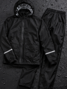 Ensemble imperméable pour homme, noir, % polyester, léger, personnalisable, veste et pantalon à manches longues, pour toutes les saisons, en plein air - Product Image 4