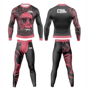 Vêtements de compression respirants pour hommes, vente en gros directe d'usine, design personnalisé, impression numérique par transfert thermique, ensemble de rashguard MMA - Product Image 1