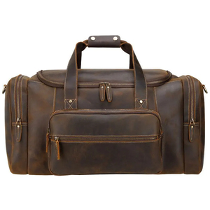 Bolsa de Viaje Casual de Cuero Genuino para Hombre, Gran Capacidad, Cierre de Cremallera, Asa Suave, Compartimento Interior - Product Image 4