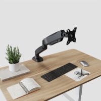 Soporte de Monitor AUKI con Resorte de Gas Blanco, Brazo para Monitor de 17-32 Pulgadas, Soporte de Escritorio VESA, Altura Ajustable, Soporte de Monitor de Movimiento Completo, Carga de 8 kg