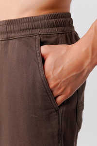 กางเกงจ็อกเกอร์ผ้าแคนวาสคุณภาพสูงสำหรับผู้ชาย น้ำหนักเบา ระบายอากาศได้ดี ทันสมัย สีน้ำตาล กางเกงจ็อกเกอร์สีน้ำตาลมีเชือกผูกเก๋ไก๋ - Product Image 5