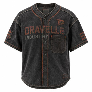 Maillot de baseball Dravelle Industry pour garçons, manches courtes, boutons sur le devant, en polyester délavé, impression de logo, nom d'équipe personnalisé - Product Image 1