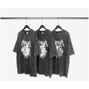 T-shirt Homme Col V Oversize Noir Délavé à l'Acide 100% Coton, Manches Courtes Amples, Personnalisable avec Logo, Qualité Supérieure, Style Vintage - Product Image 6