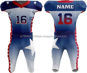 Uniforme de football drapeau américain patriotique pour jeunes adultes comprenant un maillot et un pantalon brodés, hauts maillot de football américain - Product Image 1