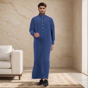 Men Black Polyester Thobe Long Sleeve Ankle Length Sweetheart Neckline Embroidered Breathable Casual Daily Wear Ramadan Prayer - Product Image 3