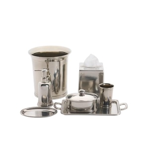 Ensemble de salle de bain haut de gamme en acier inoxydable, finition polie miroir, accessoires de salle de bain de haute qualité, distributeur de lotion, boîte à mouchoirs, porte-savon, plateau - Product Image 1