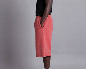 New Arrival DTF Printed Logo Plus Size 2 Tone High Street Eco-Friendly Breathable Elastic <b>Mid</b> 100% Cotton Men's Oversized Shorts - Product Image 3