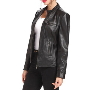 High Quality Women Genuine Leather Jacket Style Crop Biker Type Genuine Lambskin Leather Jacket For Women's - Product Image 3