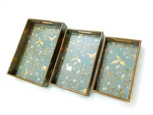 Juego de bandejas de madera artesanales para servir, bandejas rectangulares coleccionables para desayuno y mesa de comedor en tamaños pequeño, mediano y grande - Product Image 4