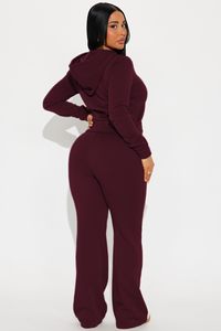 Ensemble de survêtement 2 pièces pour femme, coupe évasée, en coton, avec sweat à capuche, idéal pour l'entraînement et la course hivernale, tenue tendance OEM, le plus vendu - Product Image 2