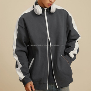 Ensemble sweat à capuche et jogging zippé intégral 440G, poids lourd, sur mesure, contraste personnalisé, fabricant de survêtements de sport - Product Image 3