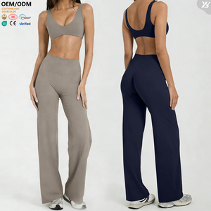 Ensemble de yoga pour femmes, style tendance, respirant, grande taille, à carreaux, 2 pièces, bretelles croisées, sans couture, en spandex/nylon, écologique, séchage rapide - Product Image 5