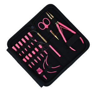 Customizable Pink Hair Extension tools Accessories Set Pink 2 Hole Crimping Plier Mini Scissors Parting Finger & Duckbill <b>Clips</b> - Product Image 1