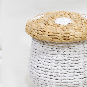 Handmade Water Hyacinth Mushroom Storage <b>Basket</b> <b>Lid</b> Accent for Nursery Room - Product Image 4