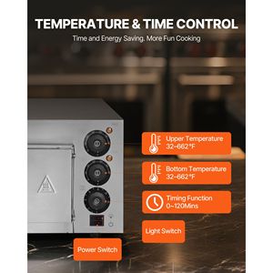 Forno Elettrico Commerciale da Banco per Pizza a Singolo Ripiano da 14 Pollici in Acciaio Inossidabile con Maniglia in Pietra, Forno Tostapane Multiuso - Product Image 4
