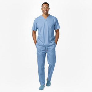 Hospital Nurse Uniform Scrub Sets Short Sleeve Custom Canvas Seamless <b>Fusing</b> Unisex Needle Detection Customizable Sizes Logo - Product Image 4