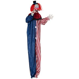 Clown Animatronico a Grandezza Naturale da 1,8 m per Decorazioni di Halloween, con Attivazione a Movimento, Suono e Occhi Luminosi per Uso Esterno - Product Image 1