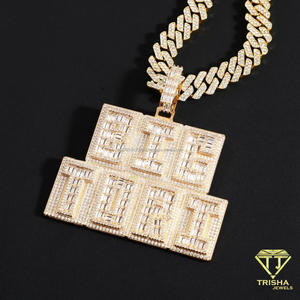 Joyería de Moda con Diamantes de Moissanita: Colgante de Letra Personalizada Grande, Diseño Totalmente Brillante y Cadena Cubana Iced Out - Product Image 5