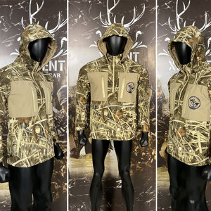 Breathable Waterproof Unisex Hunting Camouflage Tactical Hooded Soft Shell Microfleece Jacket Front 1/4 Zip Outdoor Hunting Gear - Product Image 2
